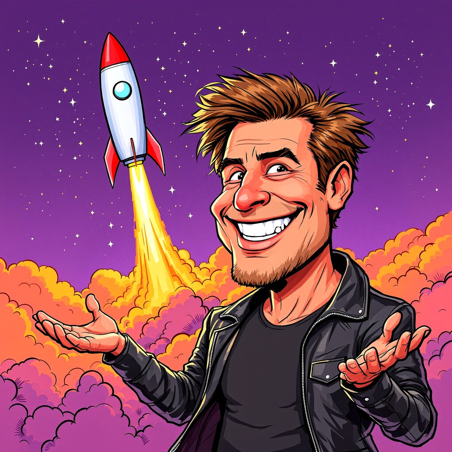 Cartoon Elon shrugging